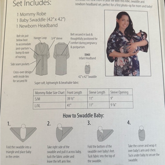 Floral Robe, Swaddle & Headband Set - Picture 2 of 4